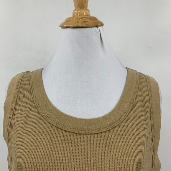 Madewell Crewneck Crop Tank Womens XL Extra Large Seed Khaki Waffle Knit Top - Picture 3 of 13